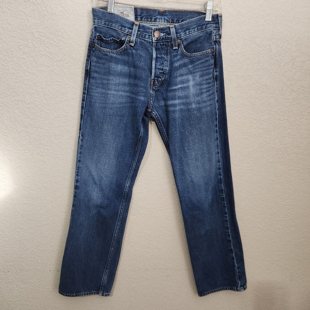 Hollister Mens 29x28.5 Button Fly Straight Leg Denim Jeans